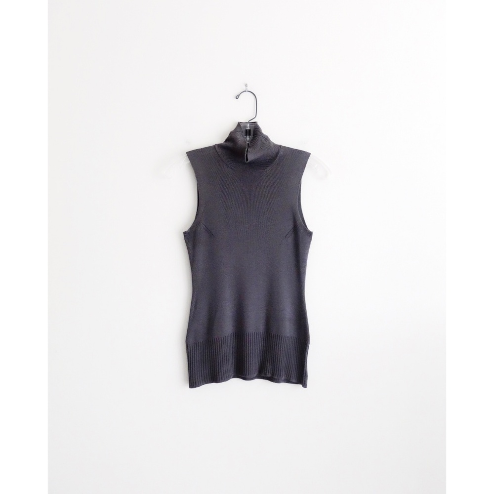 henri bendel Sleeveless Turtleneck Tank Top in Dark Gray